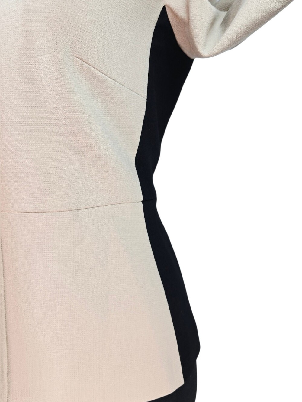 Max Mara Studio Wool Blend Hidden Snap Jacket Blazer Beige Black Size 10 - Picture 10 of 14